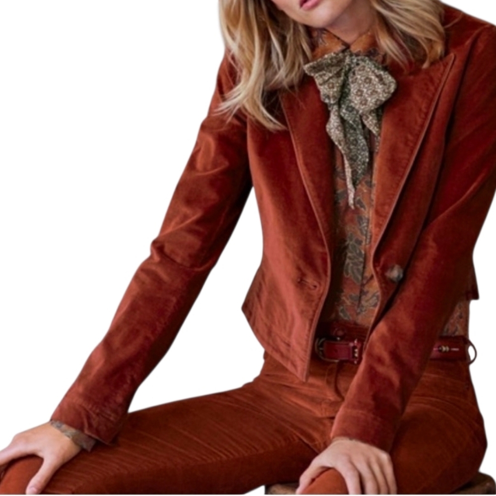 Peruvian Connection Hidalgo Velveteen Jacket Whiskey Size 8 - Picture 2 of 16